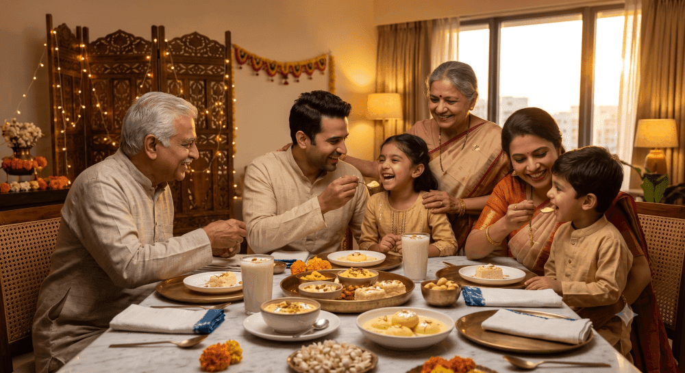 Family enjoying Milkey products together