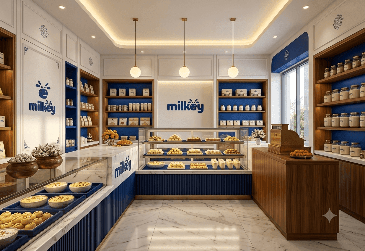 Modern interior of a Milkey retail store