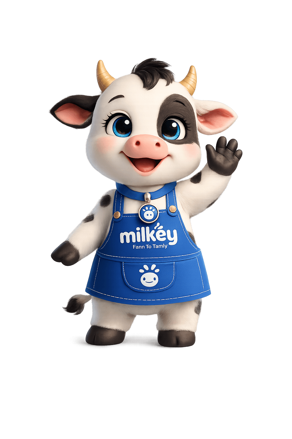 Milku the MILKEY mascot — a friendly baby calf